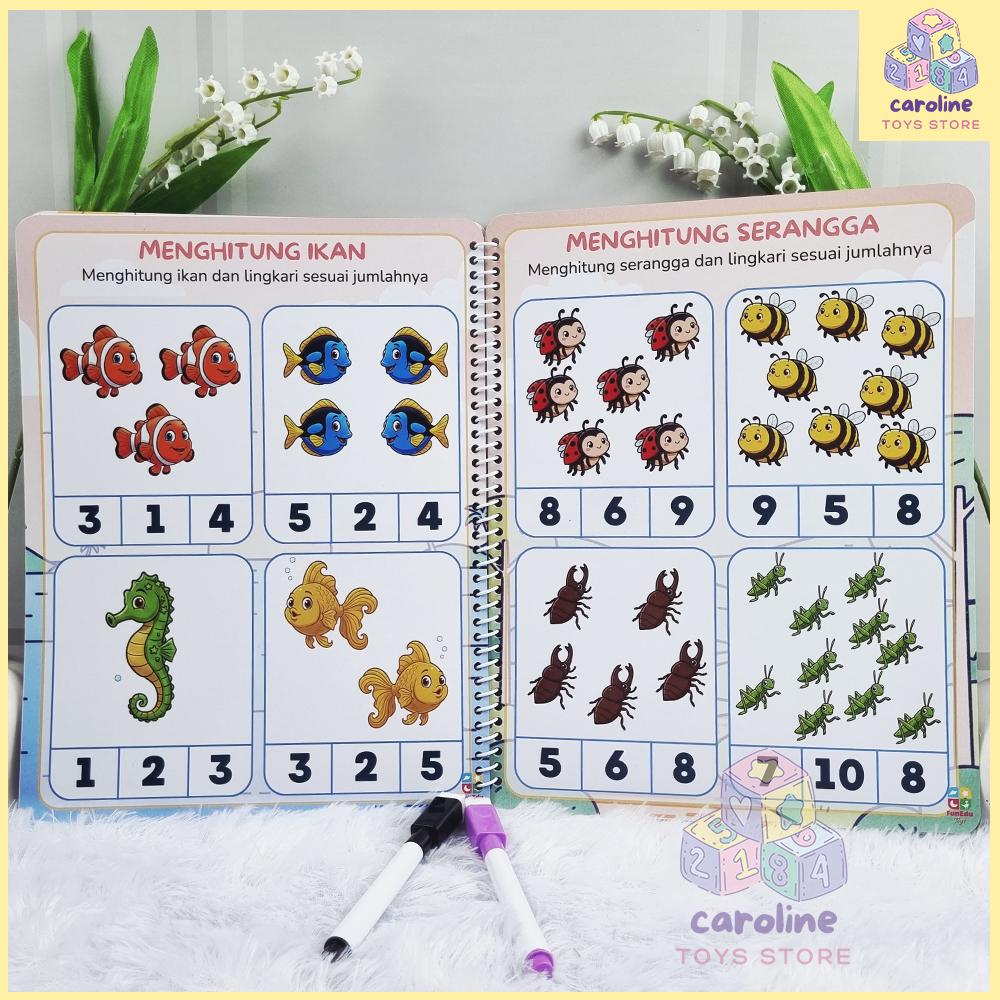 Buku Aktivitas FUNBOOK Aktivitas Hapus Tulis Paud Pra TK 2 3 4 Tahun Gratis Spidol