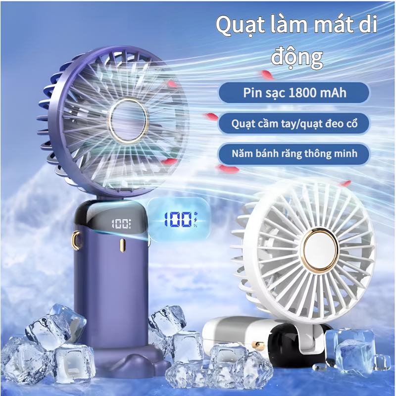  Quạt mini cầm tay có thể sạc lại cầm tay và để bàn có viên hương liệu dây đeo đế và cáp sạc làm mát ngoài trời bền bỉ 