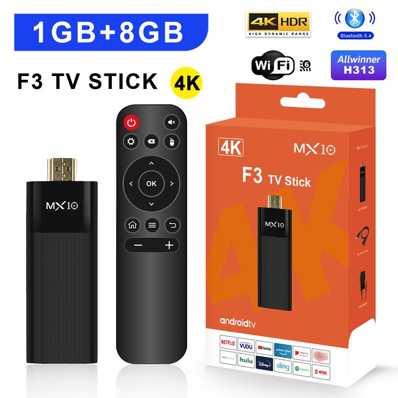 MX10 F3mini dongle phát TV 4K UHD Plug & Play, Android 13, chip H313, 1GB +…