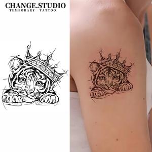 Hình Xăm Tạm Thời, Thiết Kế Hổ Nhỏ Kéo Dài Trong 15 Ngày, Không Thấm Nước Và Chống Trơn Trượt. Miếng Dán Hình Xăm