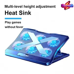 Stand & Cooling Pad Laptop ErgoStand - 6 Kipas LED, Tinggi Fleksibel untuk 9-17 Inci, 4+1 USB, Material Besi Premium