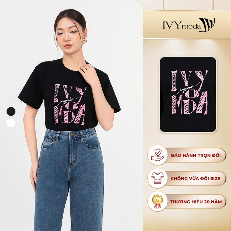 Áo thun nữ cộc tay năng động Áo dạo phố đi chơi nữ IVY moda MS 57T0241