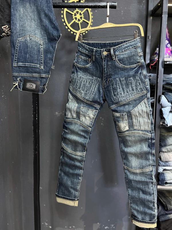   GIÁ MỞ BÁN   Jean Denim Guangzhou-5011 Quần Jean Nam Dài Màu Xanh Đậm Vá Chữ  RATEN Chi Tiết Như Hình J3970 K3 STORE 