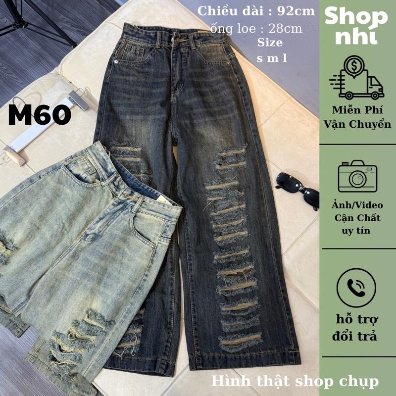 87 92 103cm Quần Jean Nữ Ong Suông Rách Bụi Đủ Size S M L Shop Nhí 7167