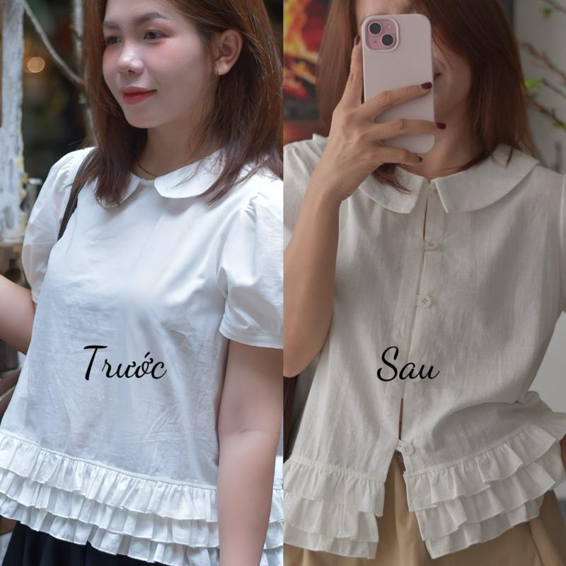   BST Tết  Áo Babydoll 3 Tầng Cổ Sen Tay Phồng  phối bèo Xinh Xắn Bigsize 90kg - Mia Bigsize 