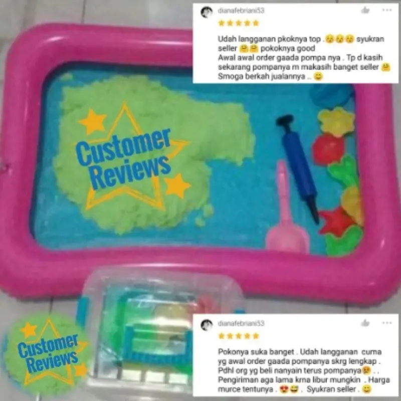 Mainan Anak Paket Hemat KOMPLIT Pasir Ajaib 1 kg - Box Mini Cetakan Sekop Alat Ukir 3