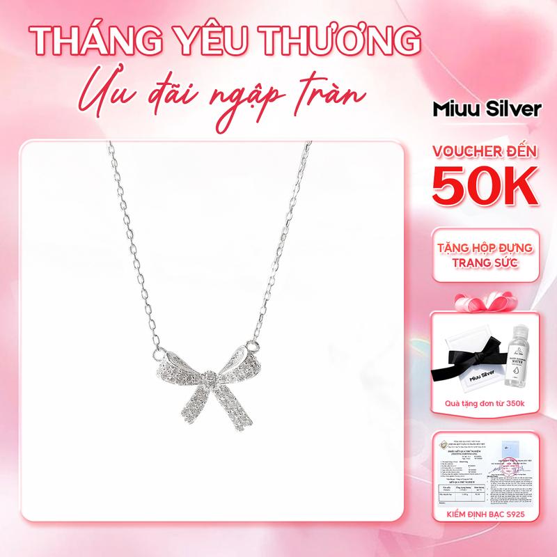 Dây chuyền bạc Miuu Silver, vòng cổ nữ hình cái nơ xinh xắn, sang trọng