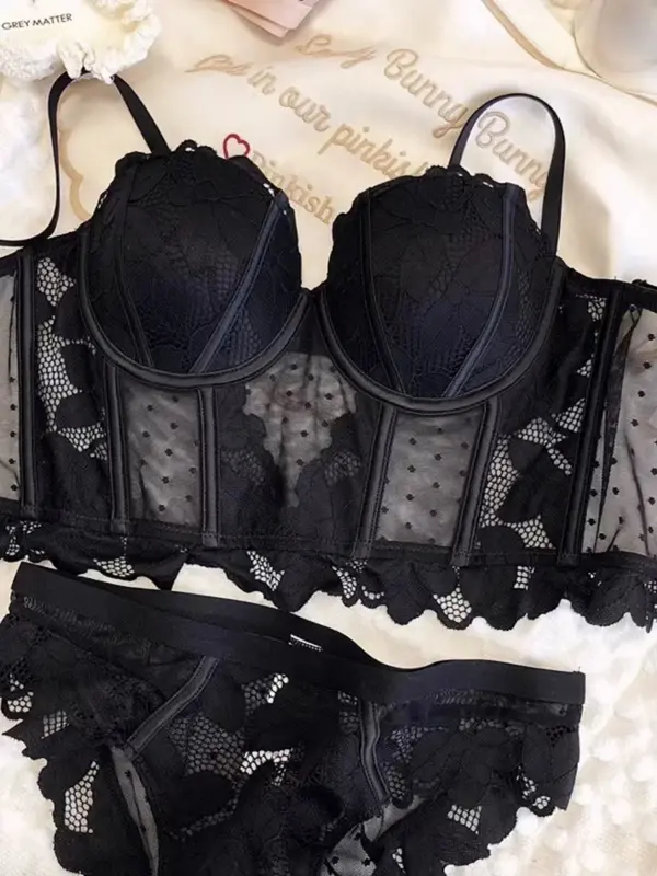 Fairys gift  Bra BH Push Up Set Kawat Celana Dalam Wanita Bikini Sport Beha Lingerie Korea Fashion Bralette Remaja Perempuan Sexy  Motif Cewek Pita Bunga Murah 4