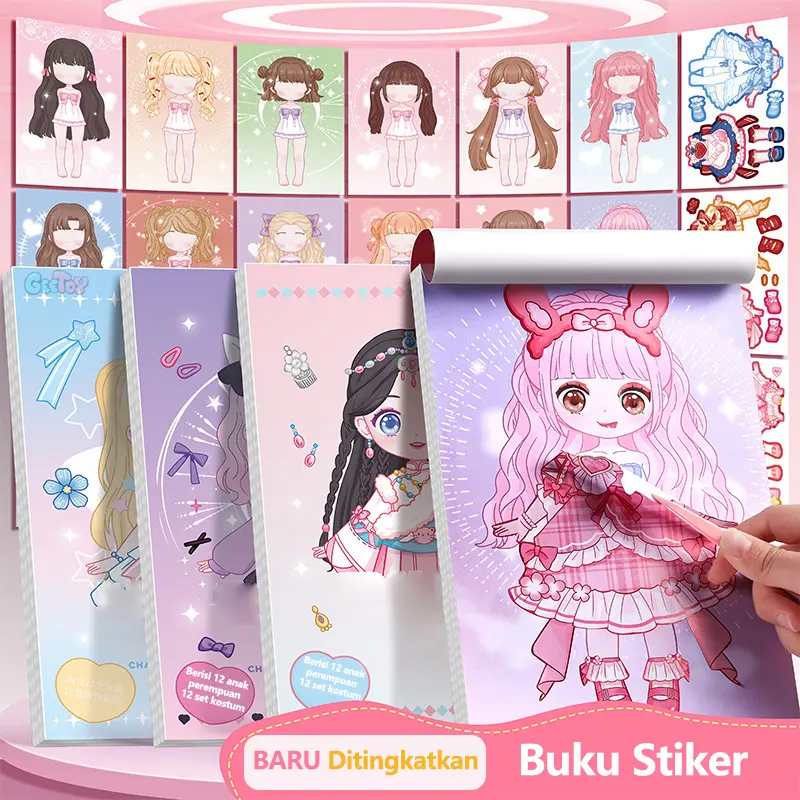 Geetoy BARU Boneka Kertas Upgrade Berdandan Seluruh Tubuh Gadis Buku Stiker Rias Mainan Edukatif Anak Belajar Hadiah