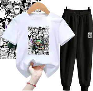 Baju Setelan Anak Laki Laki - Pakaian Kaos dan Celana Fashion Anak Cowok Usia 5-15 Tahun - Motif COMIC ZORO