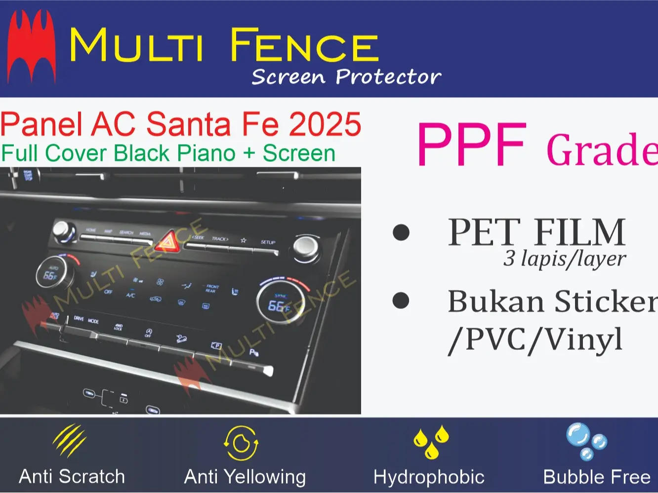 Anti Gores Panel AC Hyundai Santai Fe 2025 (3bagian)