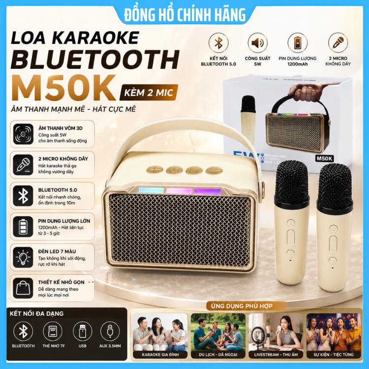 Loa Bluetooth Karaoke Xách Tay M50k / K12 / YS106 Kèm 2 Mic , Âm Thanh Cực Hay , Bass Ấm , Pin Cực Trâu