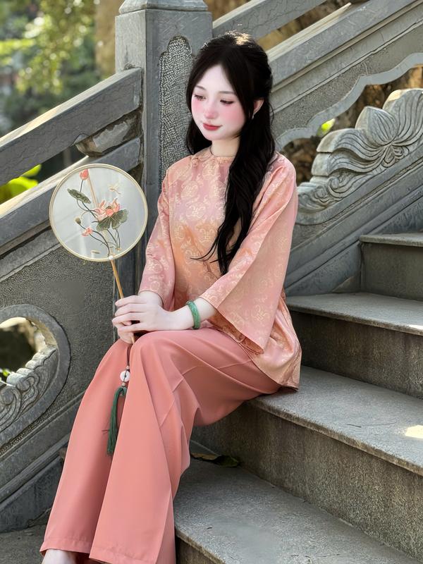 M14 FREESHIP Set Pháp Phục Gấm Thọ Cổ Tròn Tết Đồ Lam Đi Chùa Mijustore