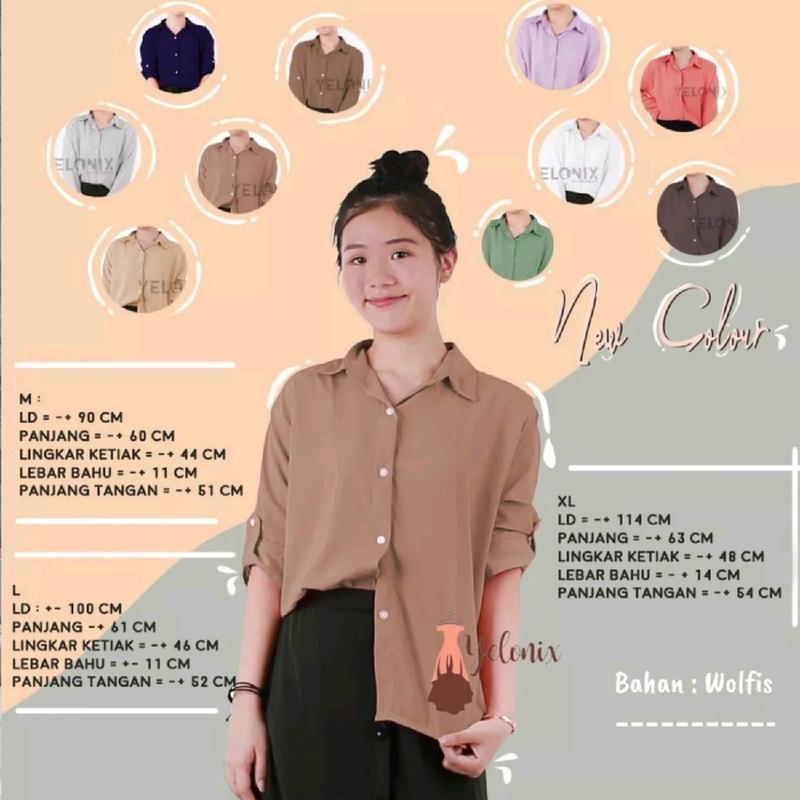 Kemeja Wanita Polos Lengan Panjang Atasan Kancing Outfit Kasual Formal Bahan Mostcrepe Premium By AS Fashion Nyaman 4