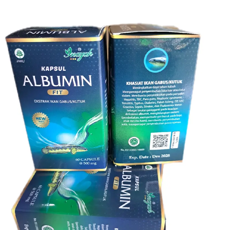 Suplemen Albumin Ekstrak Ikan Gabus Original  Inayah 60 Kapsul  membantu penyembuhan Pasca Operasi atau luka kemasan Baru all New 1