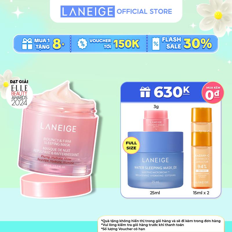 Mặt Nạ Ngủ Laneige Bouncy & Firm Sleeping Mask 60ml tăng cường collagen và làm săn chắc da Skincare Dưỡng Da Mặt Làm Đẹp Da Dưỡng Ẩm Da