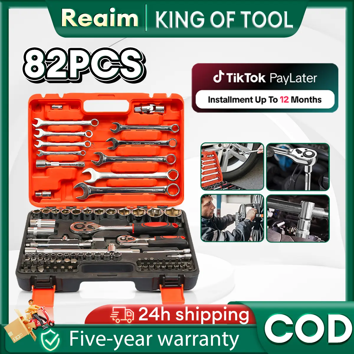 【4.4 Big Sale】82 Pcs tools set house Tools Socket Wrench Set Car Torque Tool Box Motorcycle Auto Repair Tools  Wrench Tool Box Set tools box full set tools set heavy duty wrench tools set cordless tools set motorcycle tools set tools set box
