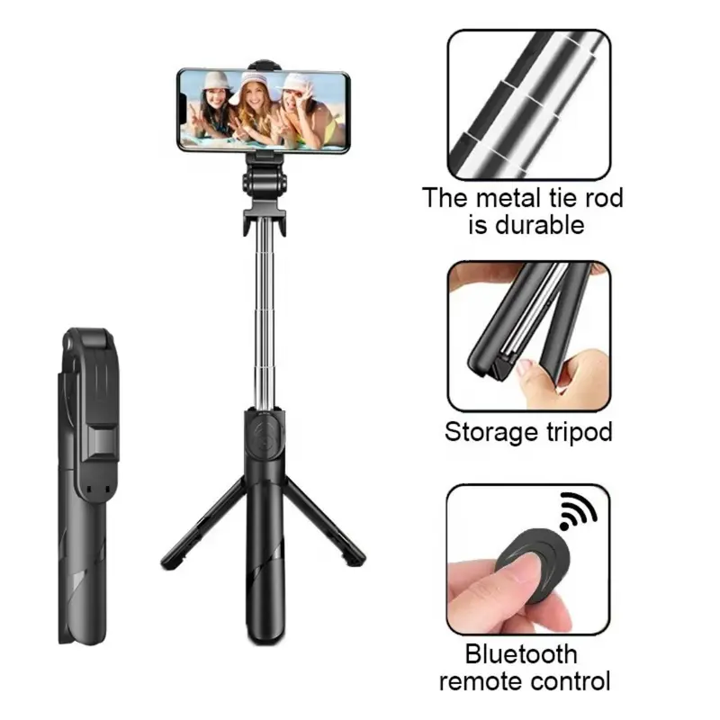 Tongsis Tripod R1S 4 in 1 Multifungsi Tripod Dengan Lampu Led Free Remote Selfie Bluetooth Panjang -+ 70-80 Cm Tripod 5