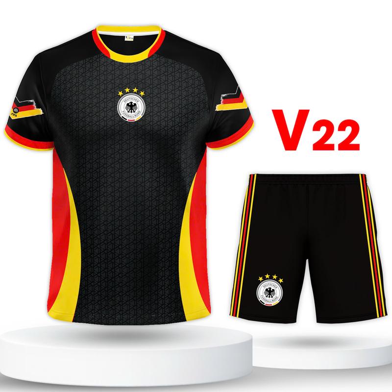 Bộ quần áo bóng đá, đồ đá banh ĐỨC thun mè hàn cao cấp logo thêu Top Sport