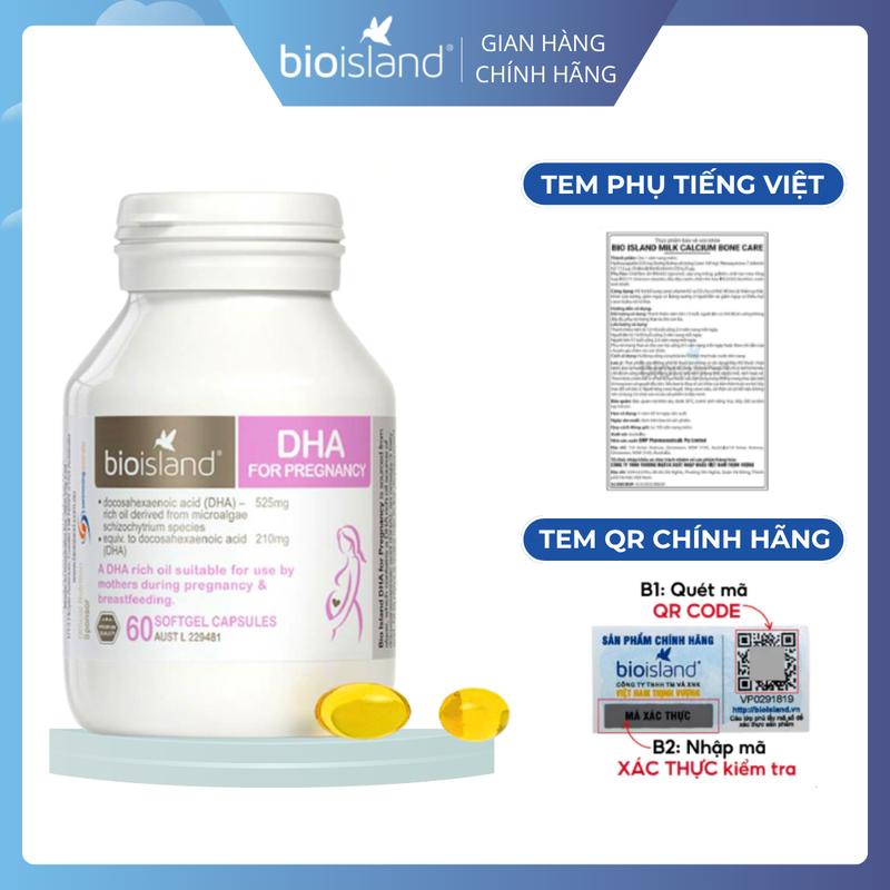 Viên uống bổ sung Vitamin DHA cho bà bầu BioIsland For Prenancy 60 viên của Úc Men Vi Sinh