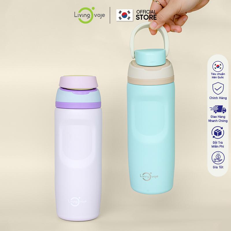 Bình Giữ Nhiệt LivingOn Nắp Bật Tiện Lợi Dung Tích 780ml Giữ Nhiệt Tốt Thiết Kế Màu Pastel Hàn Quốc