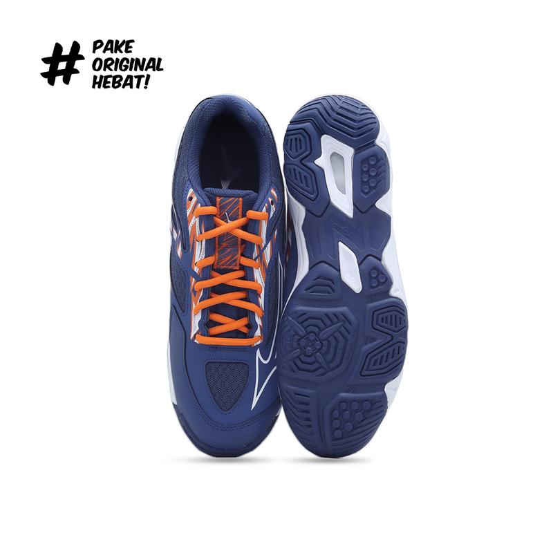 Mizuno Sepatu Voli Wave Thunderstorm - Dark Denim/White/Scarlet Ibis 4