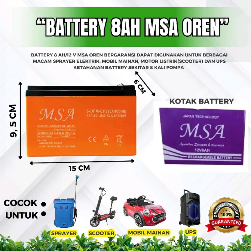 BATERAI AKI 8A 9A 10A12A 12V SPRAYER HAMA ELEKTRIK MSA / Accu Baterai 8AH 9AH 10AH 12AH Jam Batre 5
