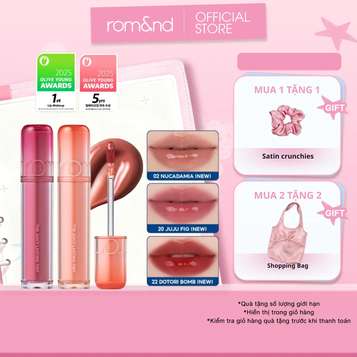 Son Tint Bóng Trang Điểm Hàn Quốc Romand The Juicy Lasting Tint 3.5g