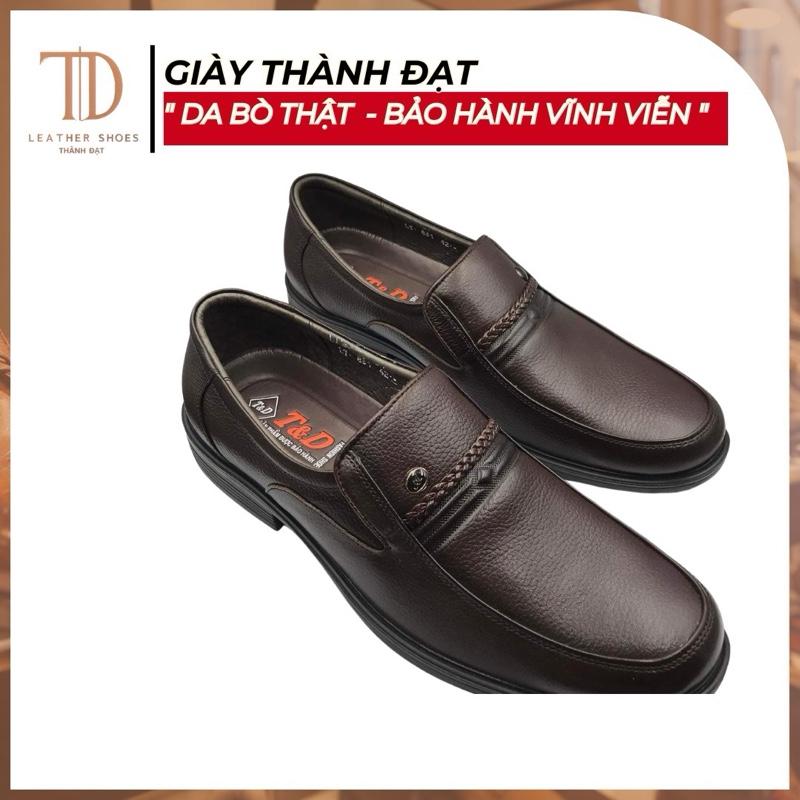 Giày tây Nam trung niên Da Bò Thật Không Dây Da Mềm Êm Chống Trượt Phù Hợp Trung Niên – Đi Làm Tặng Quà Lịch Sự