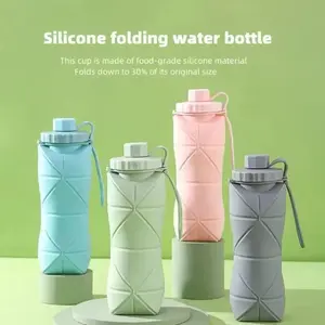 ￼Botol Minum Lipat 600ml BPA FREE / Foldable Travel Olahraga Umroh Origami Silikon
