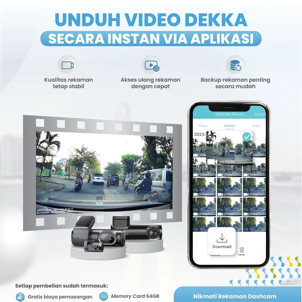 Dashcam DK20 2K QHD Dual Camera (Front + Rear)