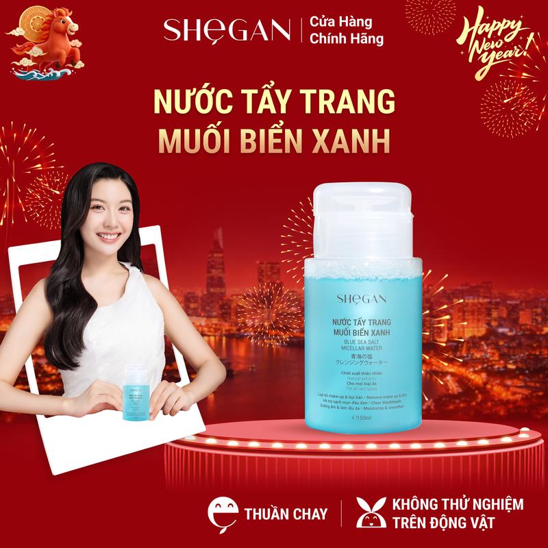  Nước Tẩy Trang Muối Biển Xanh SHeGAN 150ml - Làm Sạch Lớp Trang Điểm Bụi Bẩn Dễ Dàng Sử Dụng Phù Hợp Cho Mẹ Bầu Và Mẹ Sau Sinh 