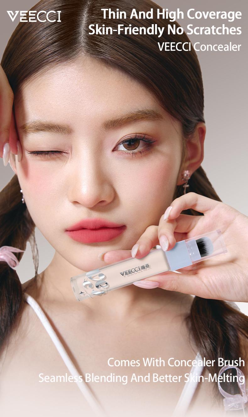 Product Introduction of VEECCI 2 in 1 Concealer & Brush Full Coverage Concealer Waterproof & Sweatproof Liquid Concealer Long Lasting Face Cosmetic 8