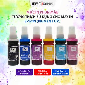 Mực In Phun Màu Pigment UV (Gốc Dầu) Mực In Media Premium Tương Thích Máy In Epson 6 Màu & 4 Màu Hộp Mực Màu 100ml