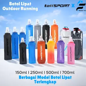 TaffSPORT Botol Minum Lipat Soft Flask Water Bottle 150ml 250ml 500ml 700ml BPA Free Tebal Anti Bocor Running Outdoor Travel Friendly