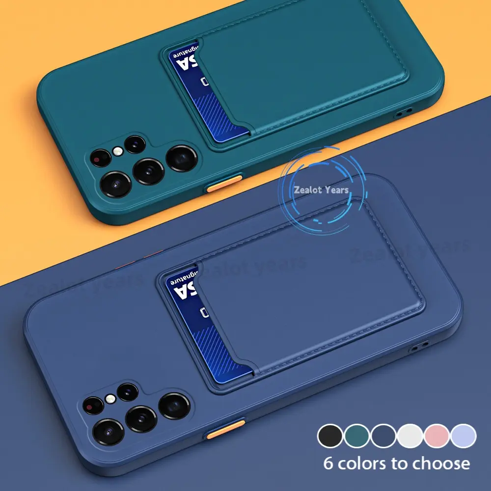 Card Slot Bag Holder Phone Case For Samsung Galaxy S24 S23 Ultra S23 FE Plus Cover For Galaxy S24+ S23+ S24Ultra S23Ultra Cases Accessories Protection Silicone Friend