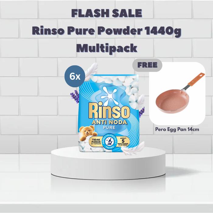 Gambar FLASH SALE [Free Pero Mini Egg Pan Round 14cm] Rinso Pure Powder 1440g Multipack isi 6 dari Unilever Official Store Kota Tangerang Tokopedia