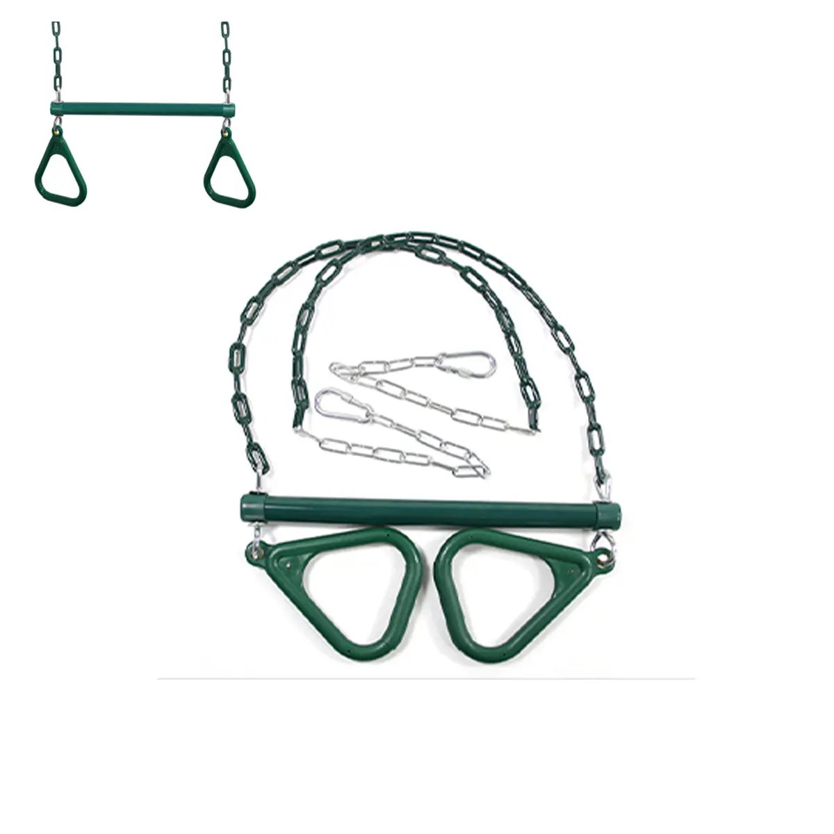 Children's heavy-duty outdoor boom, plastic-coated iron chain, steel pipe monkey stick, hand-held triangular lifting ring