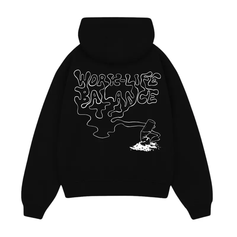 Hoodie Pullover Jaket Sweater Fleece Hitam Unisex Supervision - Work Life Balance 0