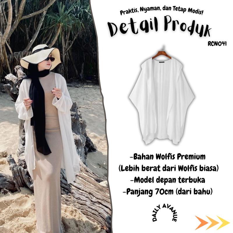 Style One set OOTD 3in1 Wanita Kekinian Long Dress Knit & Topi pantai lebar list hitam MIX Cardigan Outer Cardy Premiun Kualitas Bagus Polos Nyaman Panjang 2