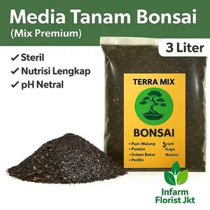 Infarm Florist - 3 Liter Bonsai Premium Mix – Media Tanam Khusus Bonsai Super Porous & Stabil Bonsai Ficus Serut Sancang Bougenville Cemara  Santigi / Pemphis  Asam Jawa Juniper Anting Putri Kelapa Murbei SIap Pakai