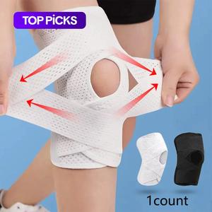 Rodillera elástica presurizada, 1 unidad, Rodillera, Soporte para rodilla, Equipamiento de protección deportiva para hombre y mujer