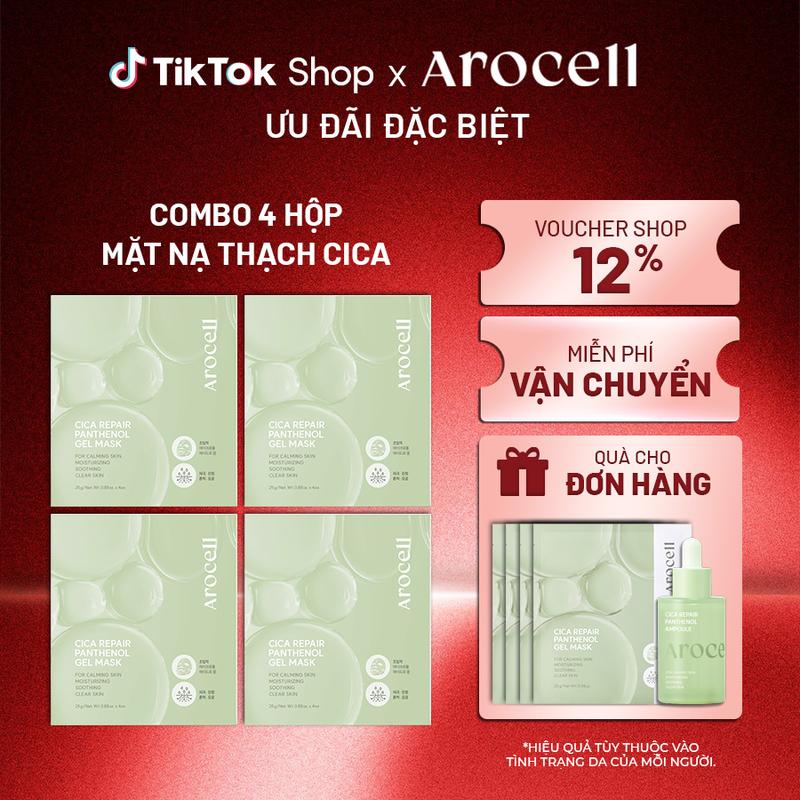   AROCELL  COMBO MUA 4 TẶNG 1  Mặt Nạ Thạch Cica Làm Dịu Và Phục Hồi Arocell Cica Repair Panthenol Gel Mask 1 hộp 4 miếng 