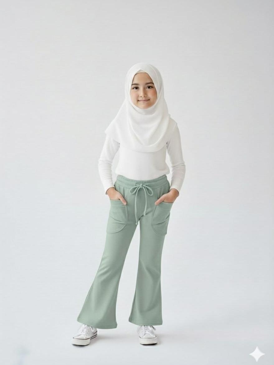 Celana Cutbray Anak Perempuan Pocket Depan Usia 8 Sampai 12 Tahun