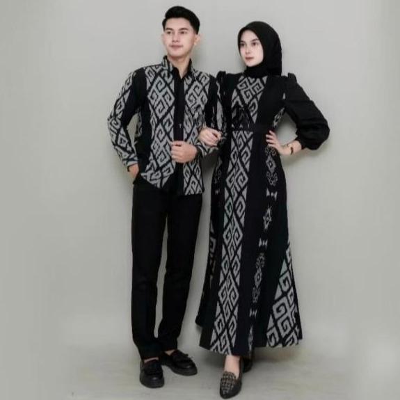 Set Baju Batik Couple Pasangan Kondangan Hitam - EVA Boutique Sarimbit Keluarga Tenun Seragam Panjang Setelan Wanita modern pakaian regular remaja xl set pakaian couple tunangan tali pinggang xxl baju lamaran couple elegan tulle family dress anjani 1 2025 3