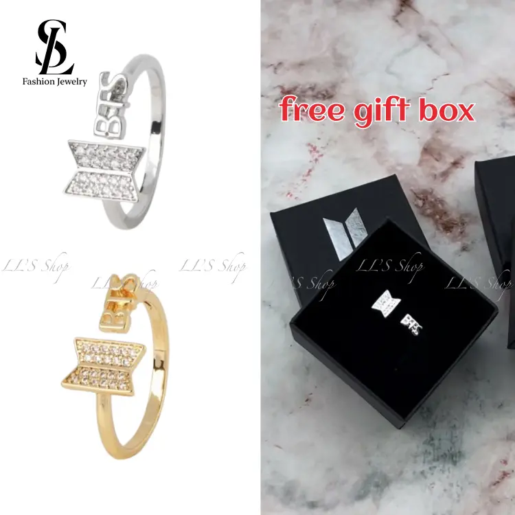 LL'S|BTS Army Logo Open Ring, Gold Silver, Free gift Box fashionable