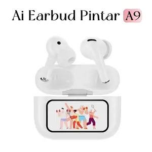 [3 GRATIS] A9 PRO Earbuds Pintar Dengan Layar Resolusi Tinggi, Atur Wallpaper Layar Kunci, Fungsi ANC/ENC, Tahan Air IPX5, Cari Earphone, Kontrol Musik Dan Tampilkan Lirik Untuk iPhone/Android