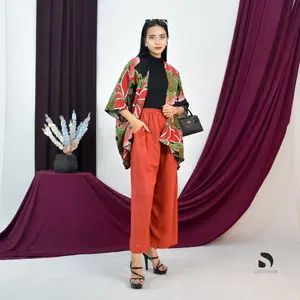 Cardigan Stella Jumbo Dewi Sri Setelan Kombinasi Oneset Baju Cardi Celana Kulot Panjang Katun Rayon Premium Wanita Dewasa