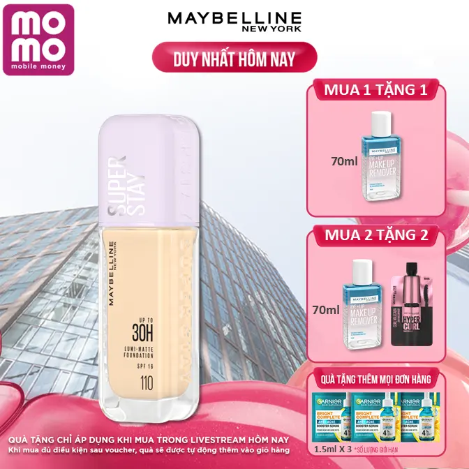 Kem nền bắt sáng Superstay Lumi Matte 30H che phủ nhẹ mặt Maybelline New York 35ml [MỚI]