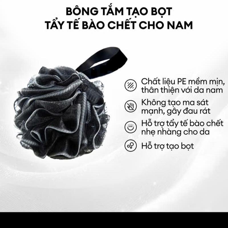 Bông tắm Tròn Than Tre tạo bọt cao cấp mềm mịn cho da
